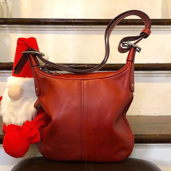 COACH Legacy Red Leather Feeder Bucket Adjustable Crossbody Shoulder Bag Vintage - Picture 12 of 16